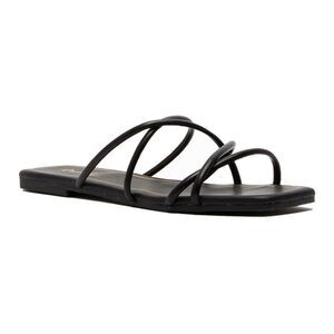 Qupid Flashy-16 Black Strappy Slide Sandals Size 6